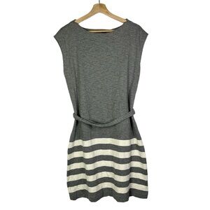 Gap Dark Gray Cotton White Stripe Hem‎ Shift Mini Dress S
